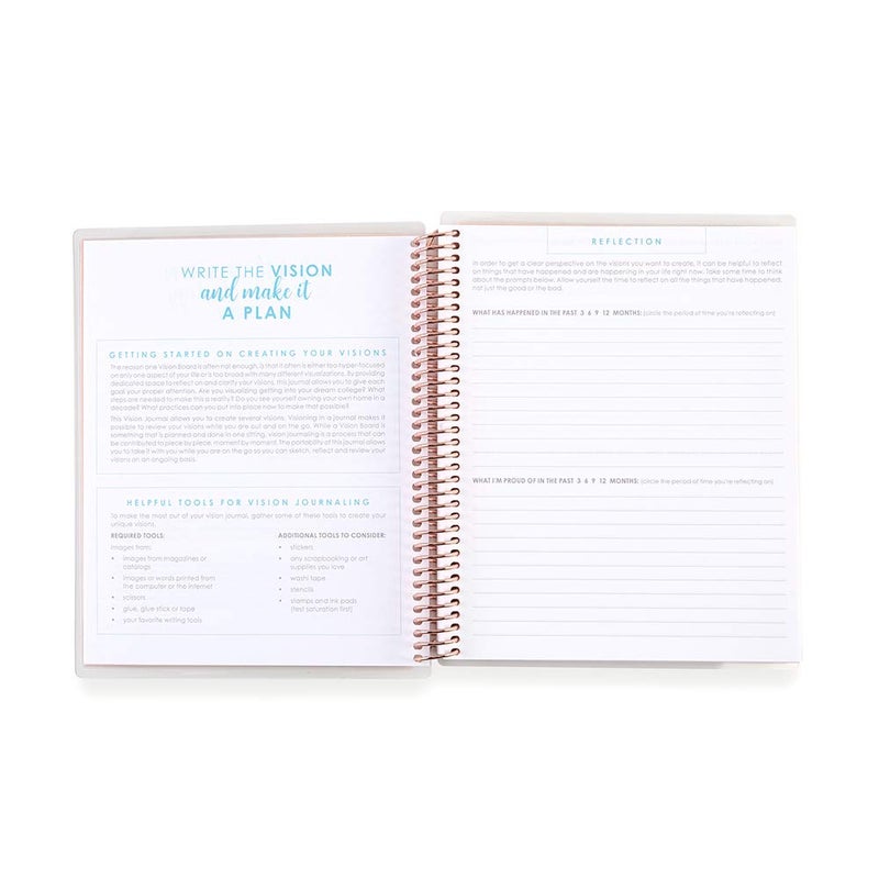 Erin Condren 7" x 9" Prompted Vision Journal - Turquoise Changeable Cover w/Platinum Coil. Vision Spreads, Lined, Dot grid, Sketchbook pages w/ 160 Pages, 80 Sheets of 80# Mohawk Paper - Image 2